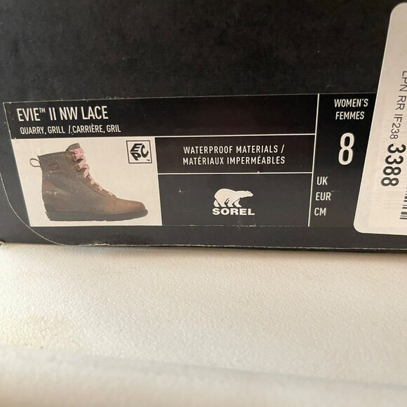 Sorel Evie II Waterproof Hidden Wedge Gray Suede Boots Sz 8 NEW - Picture 8 of 8